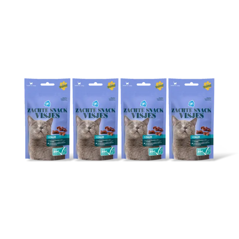 Zachte snack visjes met zalm 4-pack
