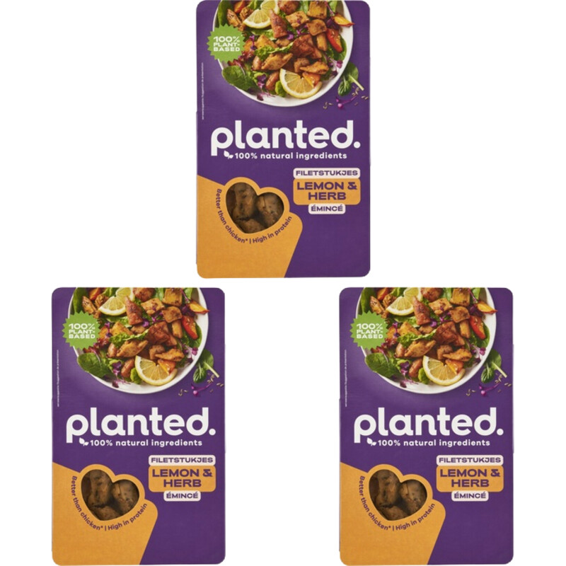 Een afbeelding van Planted Filetstukjes lemon & herb 3-pack