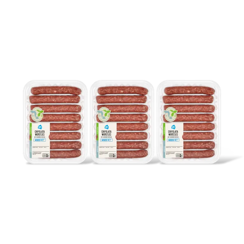 AH Chipolataworstjes minder vet 8 stuks 3pk
