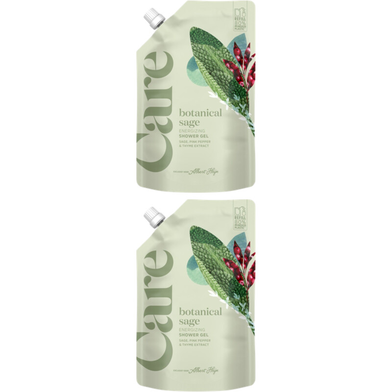 Een afbeelding van Care Botanical sage shower gel refill 2-pack
