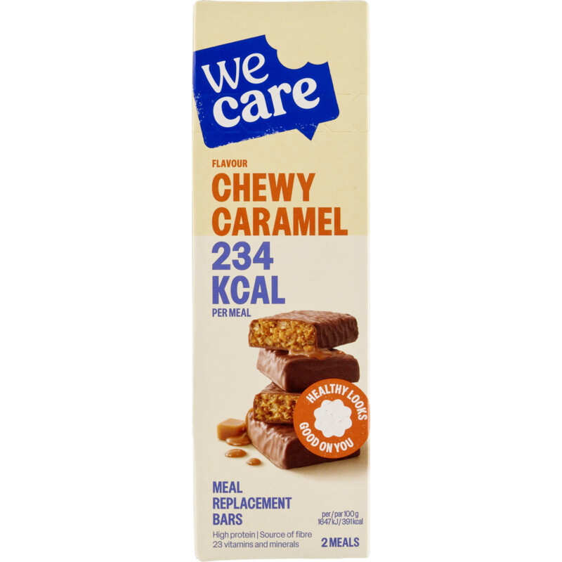Een afbeelding van Wecare Meal replacement bars chewy caramel