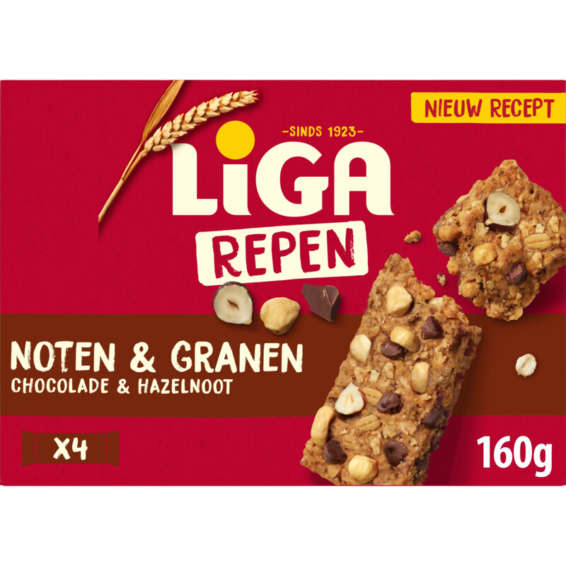 Een afbeelding van Liga Repen noten & granen chocolade hazelnoot