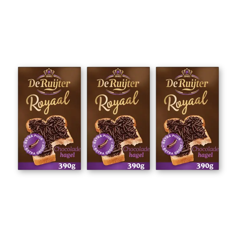 De Ruijter Royaal chocoladehagel extra puur 3-pack