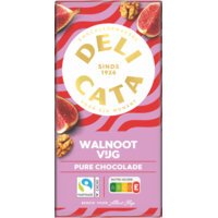 Een afbeelding van Delicata Reep pure chocolade walnoot vijg