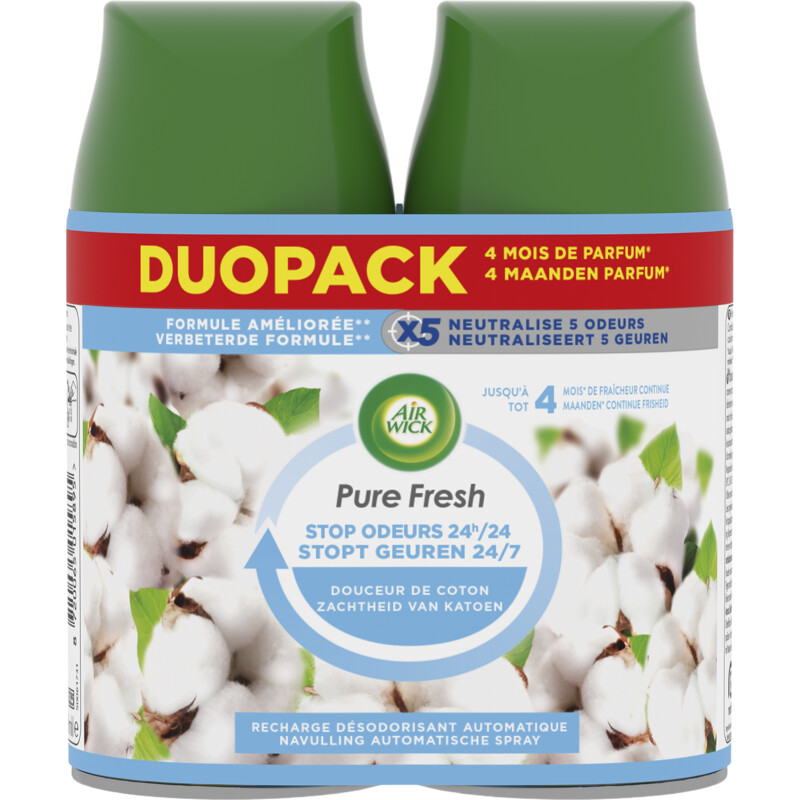 Een afbeelding van Air Wick Pure fresh katoen navulling duo pack