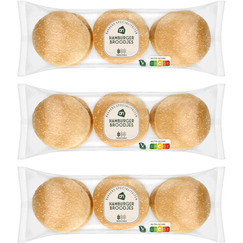 Een afbeelding van AH Hamburger broodjes 3-pack