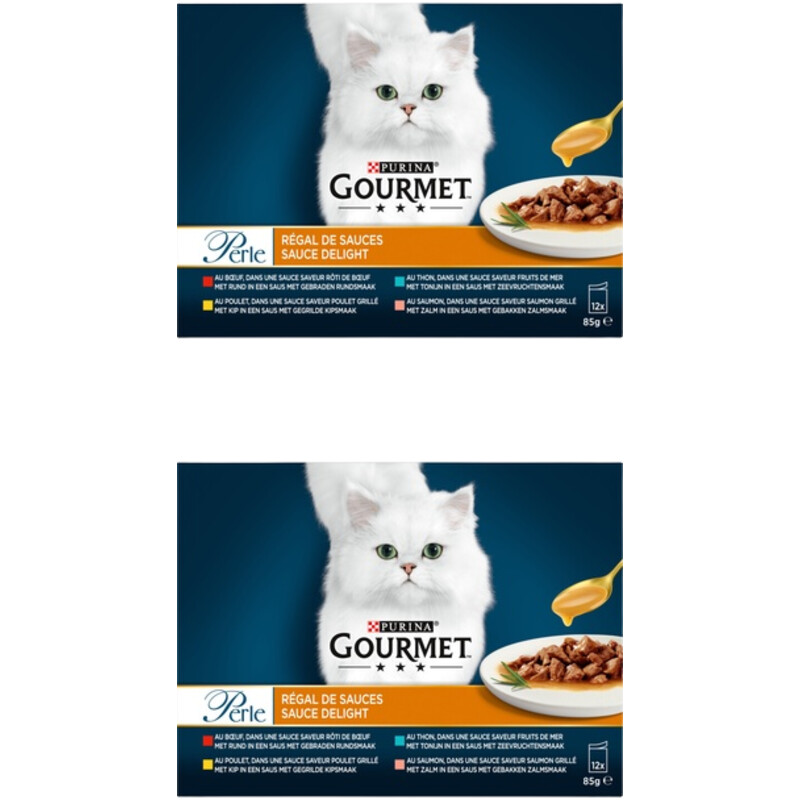 Een afbeelding van Gourmet Perle sauce rund kip tonijn zalm 2-pack