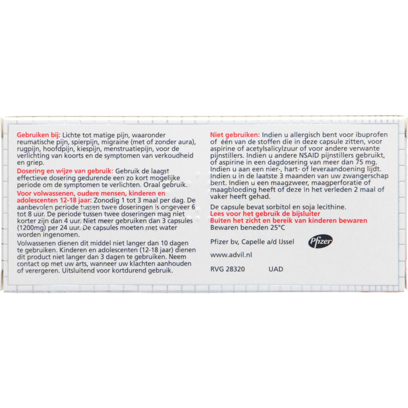 Een afbeelding van Advil Reliva forte 400mg ibuprofen capsule