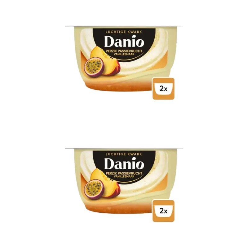 Danio kwark perzik passievrucht 2-pack