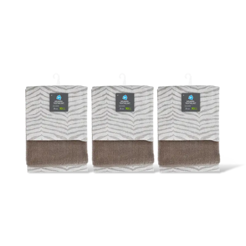 AH Keuken- en theedoek taupe set van 2 3-pk