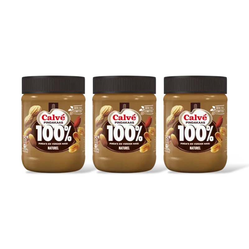 Calvé 100% Naturel pindakaas 3-pack