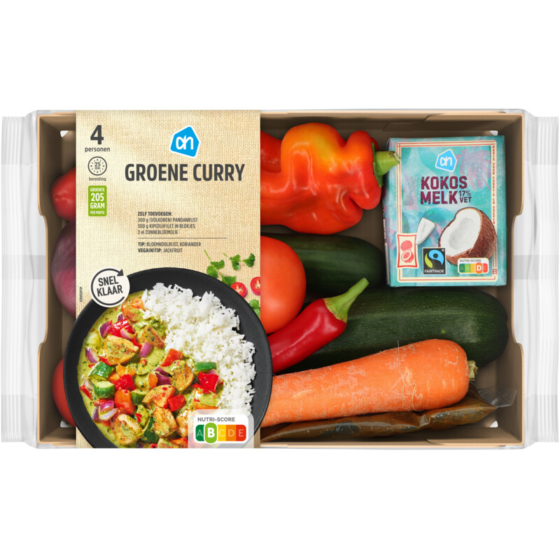 Een afbeelding van AH Thaise groene curry verspakket