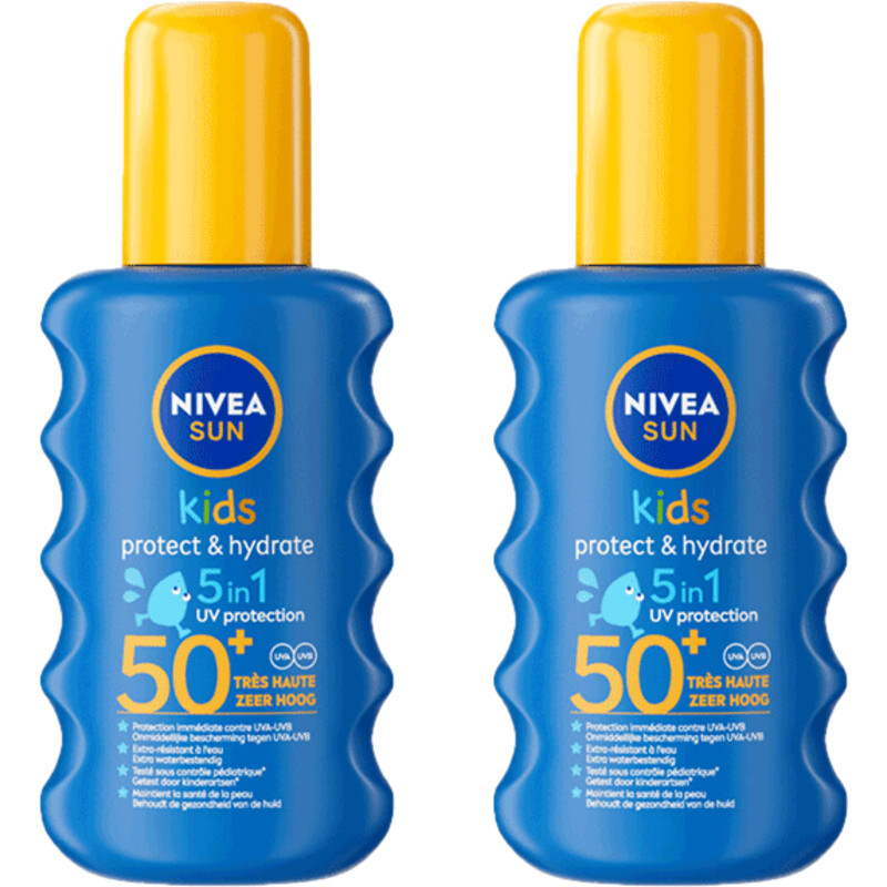 Een afbeelding van Nivea Sun Kids hydra zonnespray spf50+ 2-pack