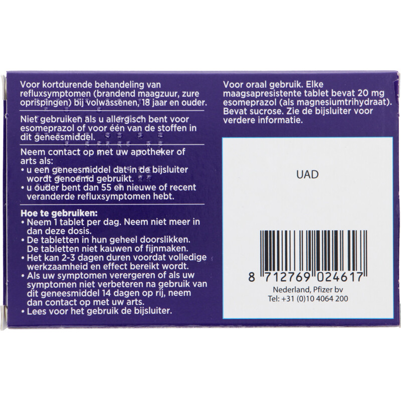 Een afbeelding van Nexium Control 20mg maagsapresistente tabletten