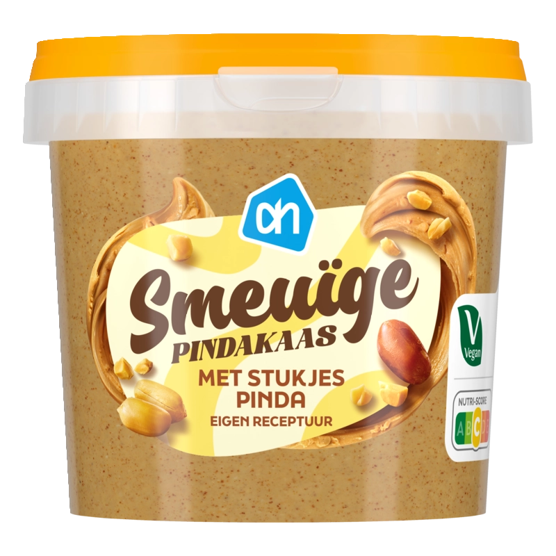 Smeuïge pindakaas met stukjes pinda