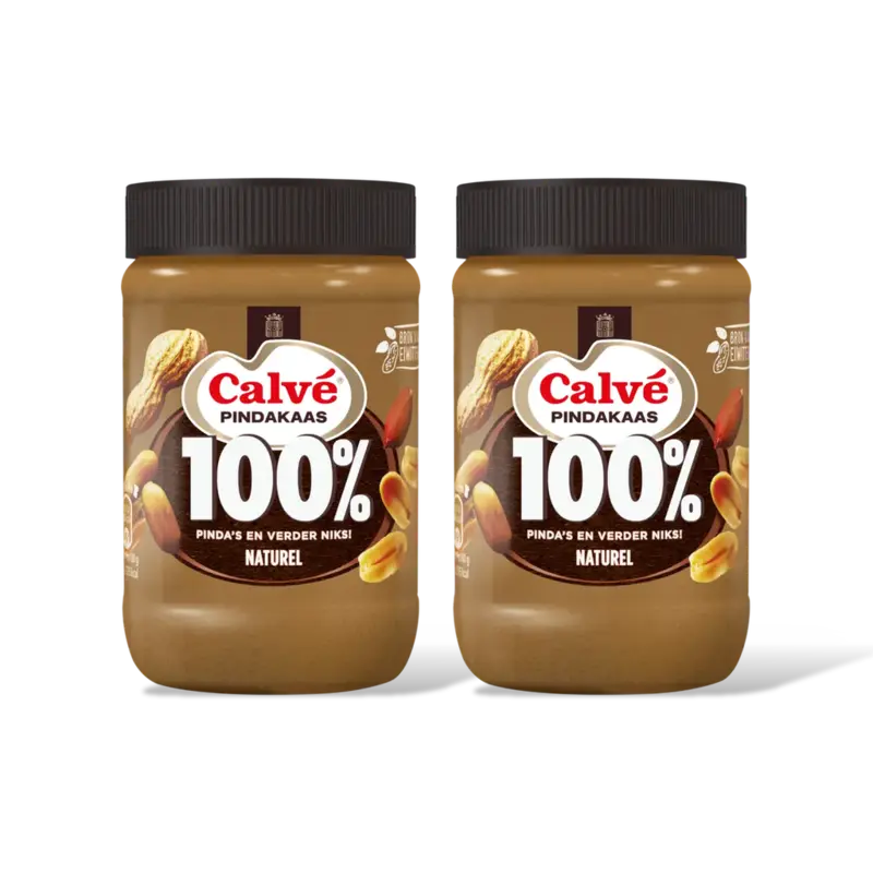 Calvé Pindakaas 100% pinda's fijn 2-pack