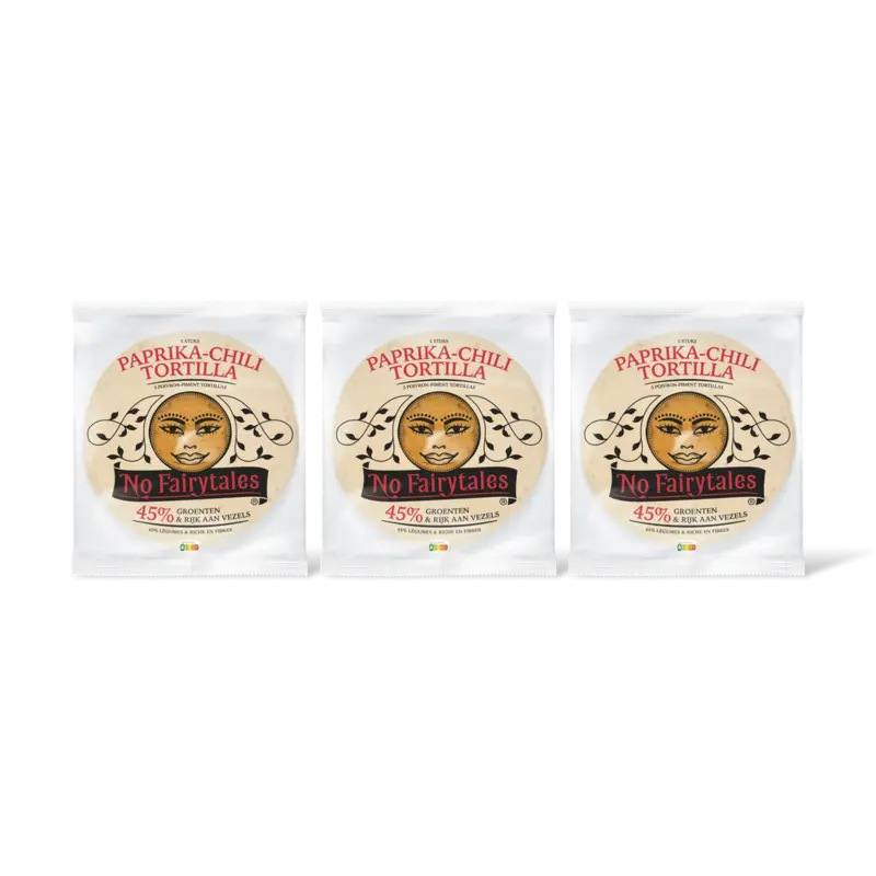 No Fairytales Paprika & chili tortilla wraps 3-pack