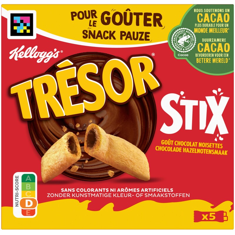 Een afbeelding van Kellogg's Trésor stix chocolade hazelnoten