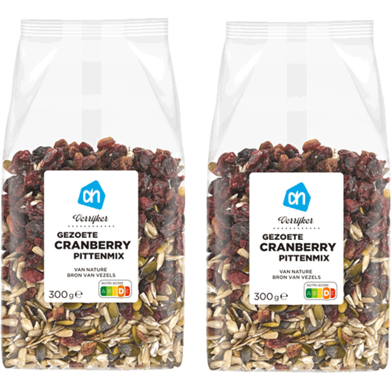 Een afbeelding van AH gezoete cranberry pittenmix 2-pack