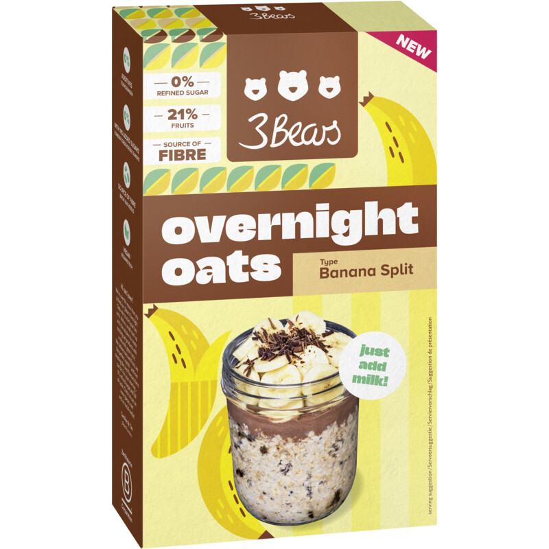 Een afbeelding van 3Bears Overnight oats banana split