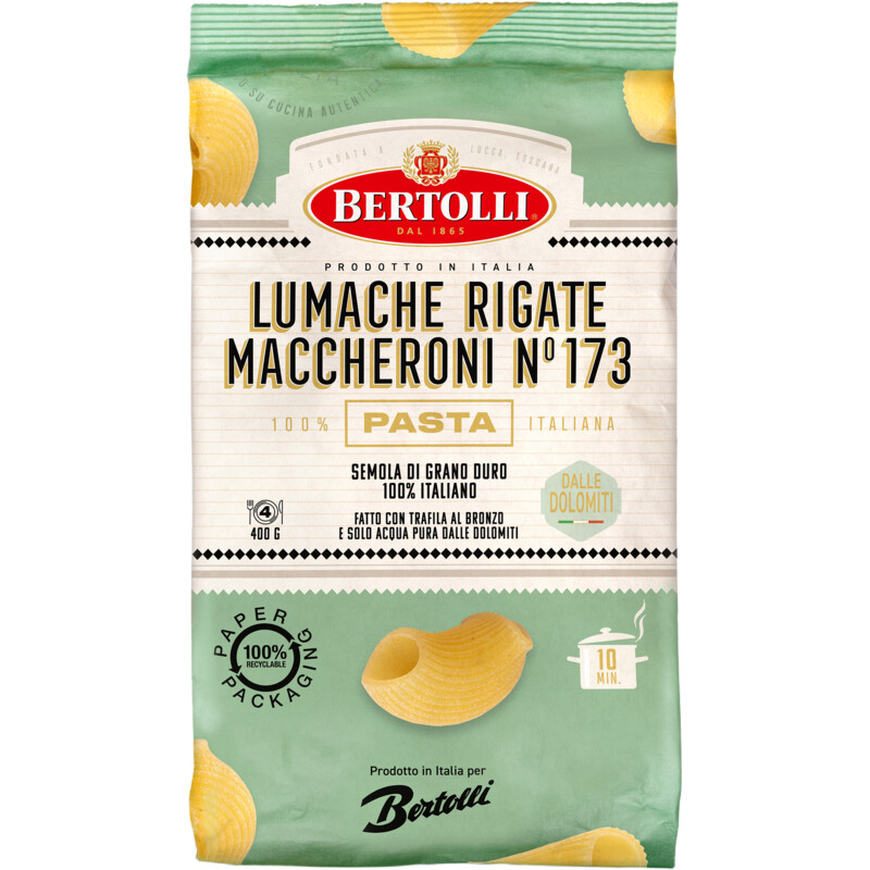 Een afbeelding van Bertolli Pasta lumache rigate maccheroni no 173