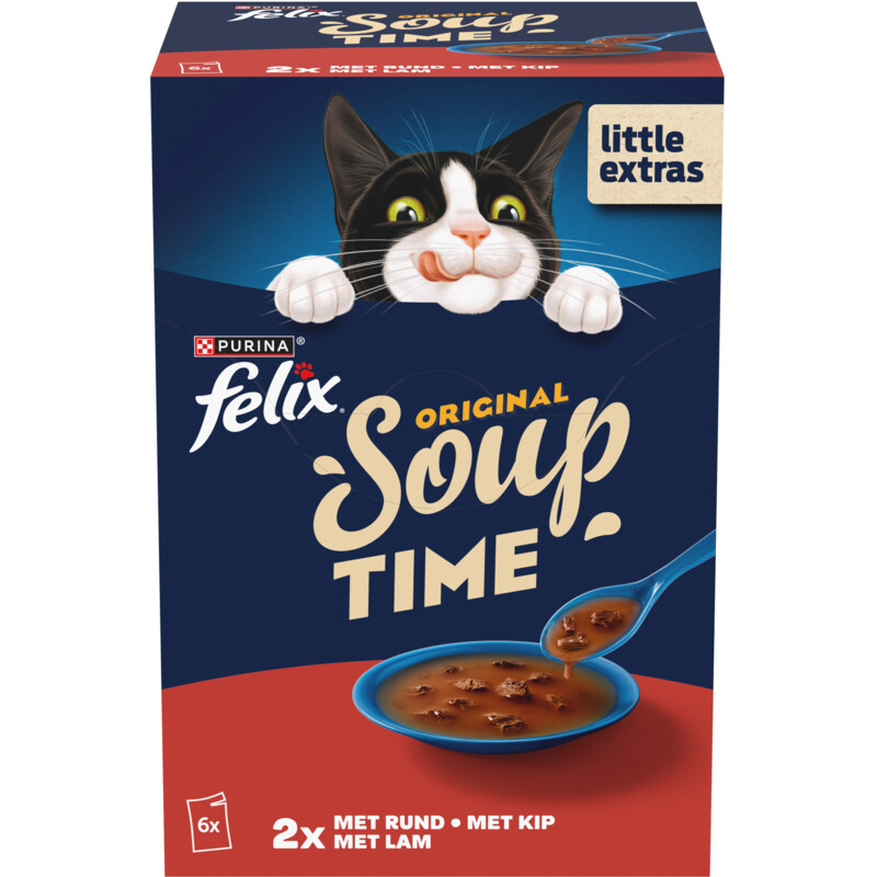 Een afbeelding van Felix Soup original met rund kip lam