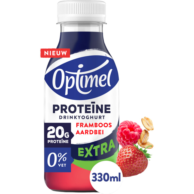 Een afbeelding van Optimel Proteine extra framboos aardbei