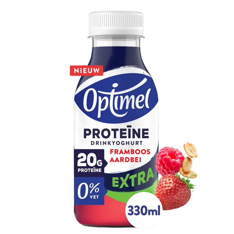 Proteïne Extra Drinkyoghurt Framboos Aardbei 0% Vet 330ML