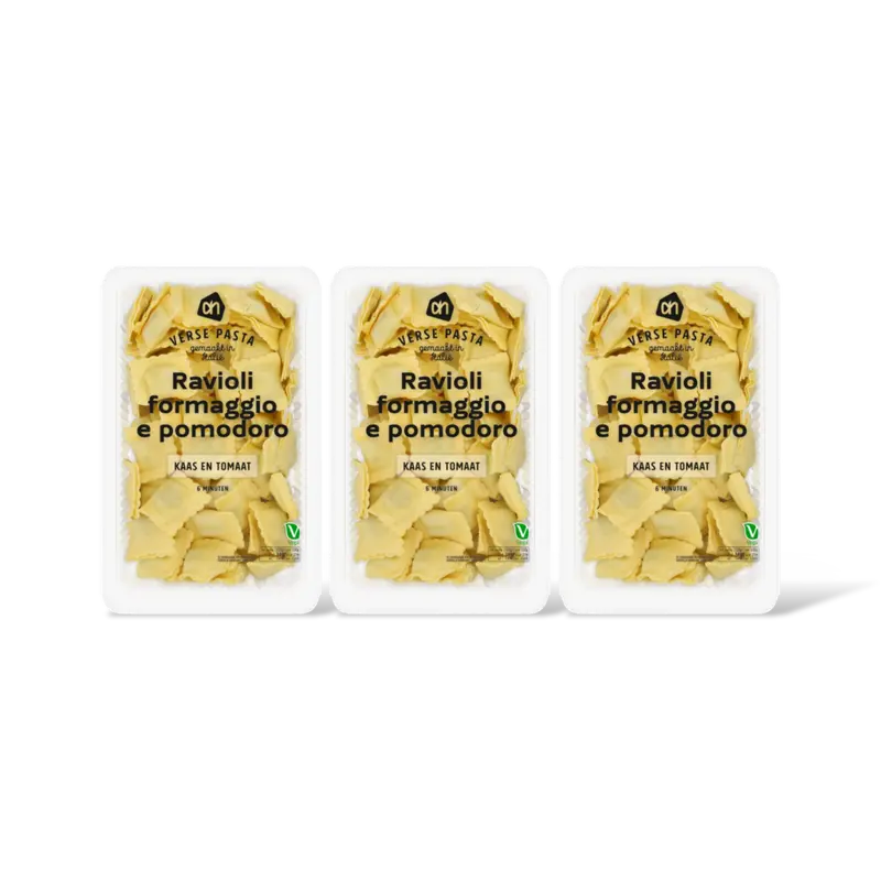 AH Verse ravioli formaggio e pomodoro 3-pck