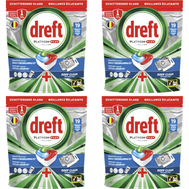 Een afbeelding van Dreft Platinum+ deep clean vaatwascapsule4-pck