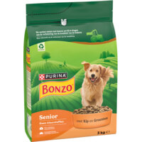 Een afbeelding van Bonzo Senior met kip en groenten