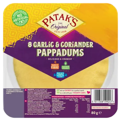 pdp-image-Patak's Pappadums garlic coriander kant en klaar