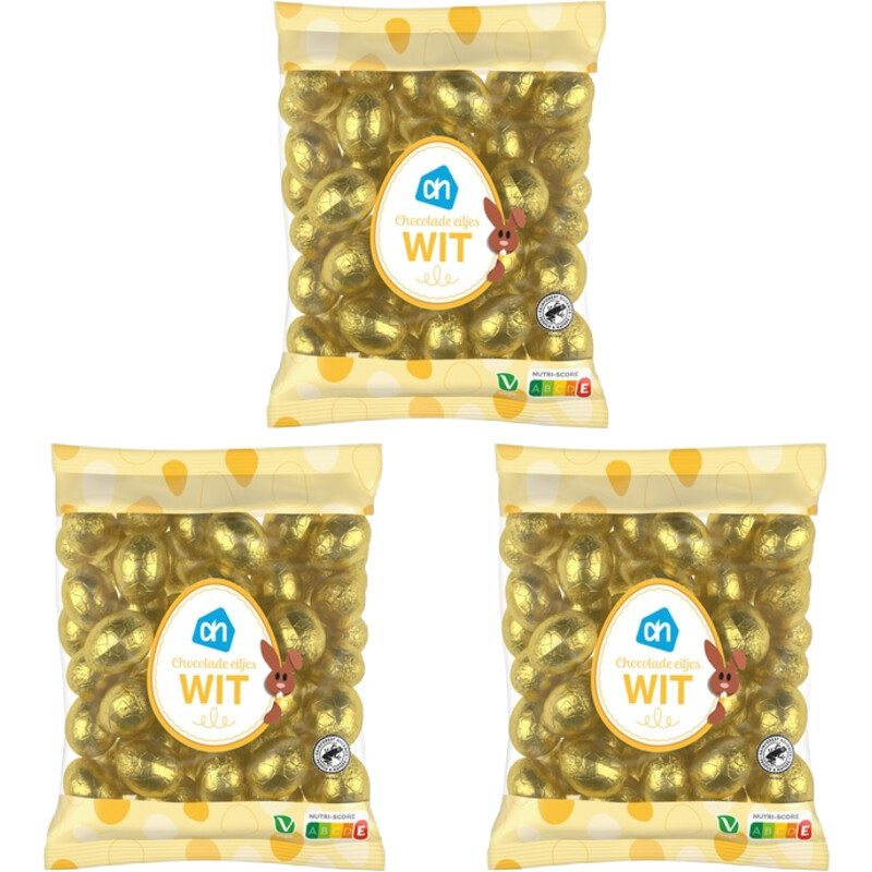 Een afbeelding van AH Chocolade eitjes wit 3-pack
