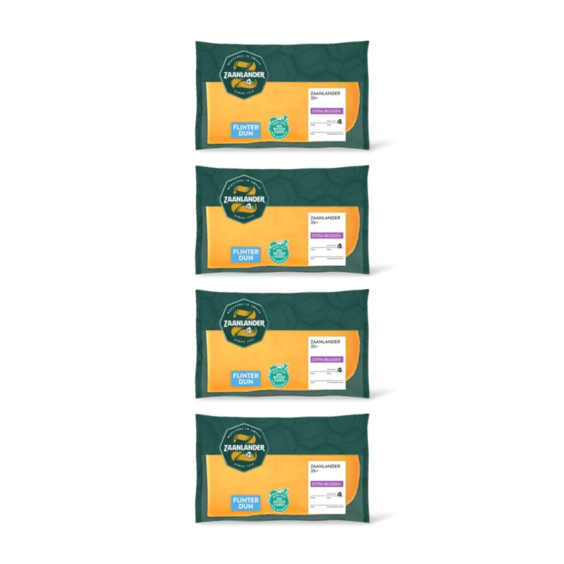 AH Zaanlander Extra belegen 35+ plakken flinterdun 4pk