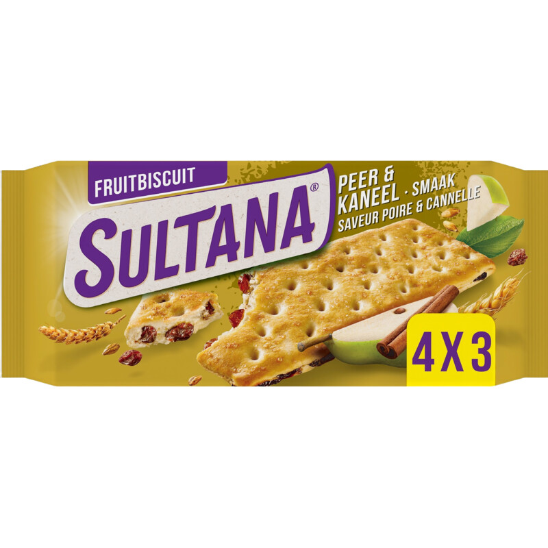 Een afbeelding van Sultana Fruitbiscuit peer kaneel smaak