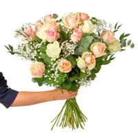 Rozenboeket pastel met groen
