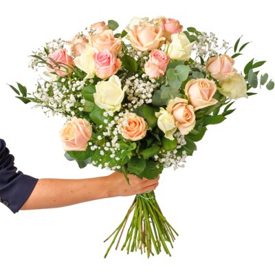 pdp-image-Rozenboeket pastel met groen