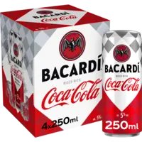 Bacardi Rum mixed with Coca-Cola 4-pack
