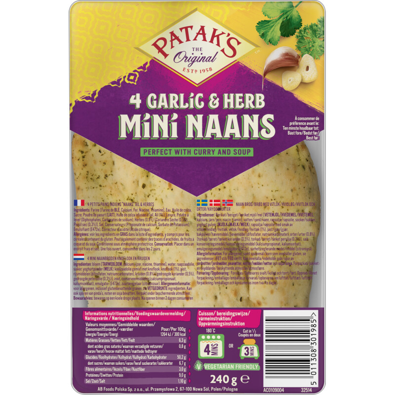 Een afbeelding van Patak's Mini naan garlic & coriander