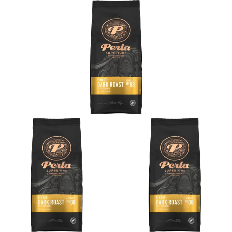 Een afbeelding van Perla Superiore Finest dark roast koffiebonen 3-pack
