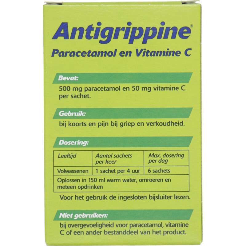 Een afbeelding van Antigrippine Paracetamol en vitamine C poeder