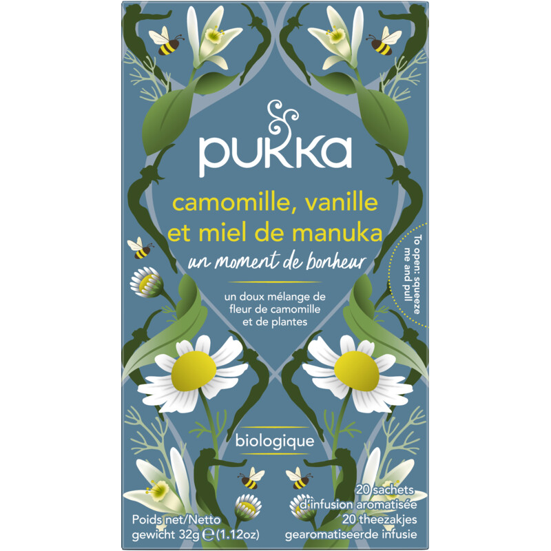 Een afbeelding van Pukka Chamomile vanilla manuka honey