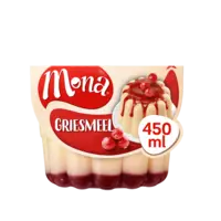 Mona Griesmeelpudding met rode bessensaus