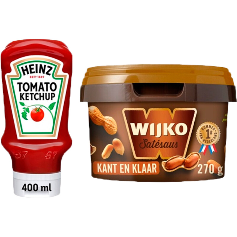 Een afbeelding van Heinz Ketchup en Wijko satesaus pakket