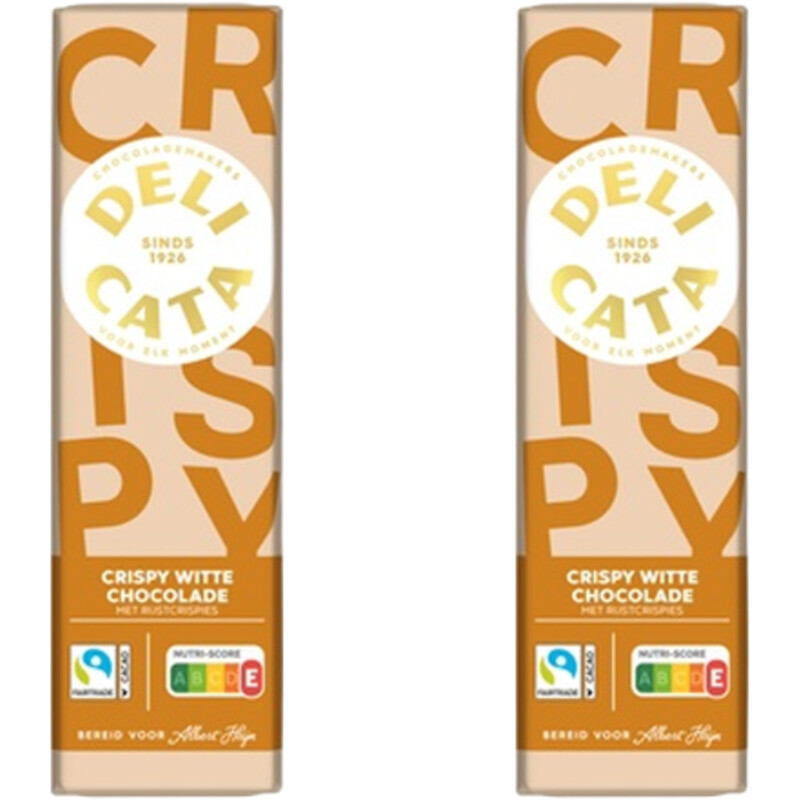 Een afbeelding van Delicata Reep crispy witte chocolade 2-pack