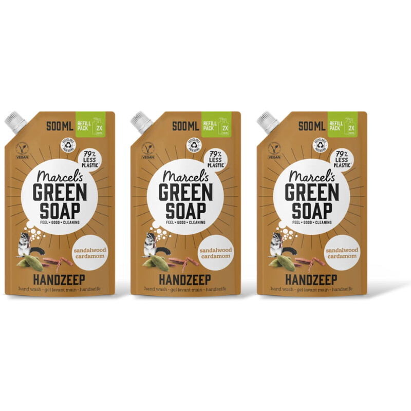 Marcel's Green Soap Handzeep sandalwood & cardamom 3pack