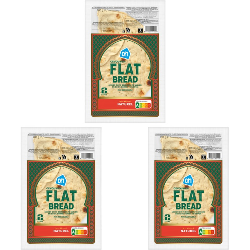 Een afbeelding van AH Gevouwen flatbread naturel 3-pack