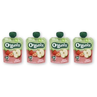 pdp-image-Organix Knijpfruit appel & aardbei 4m+ 4-pack