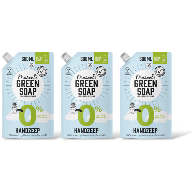 Marcel's Green Soap Handzeep 0% refill 3pack