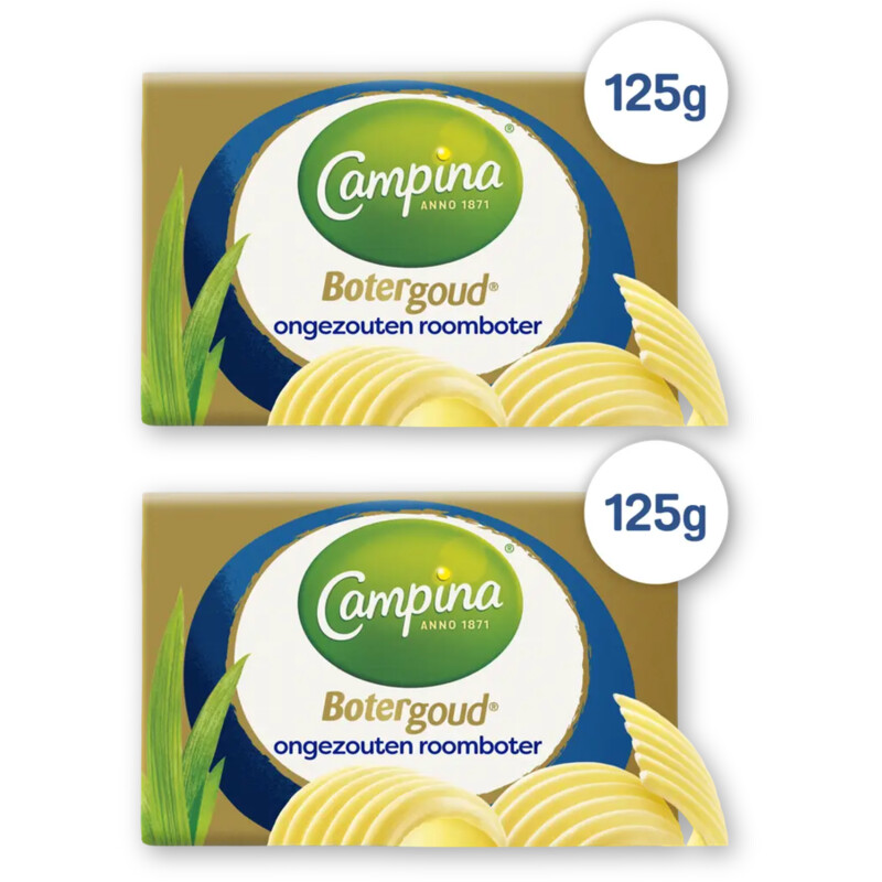 Campina Botergoud ongezouten roomboter 2-pack
